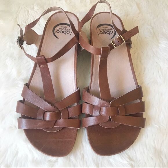 ABEO Biosystems Sandal Brown Size 10N Narrow Leather Wedge Open Toe Ankle Strap - Picture 2 of 14